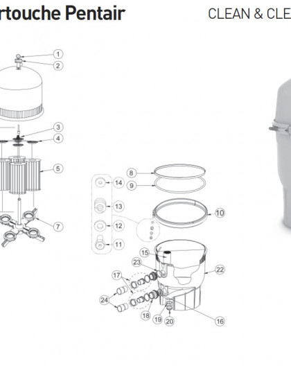 Diffuseur pour filtre à cartouche CLEAN et CLEAR PLUS - Num15